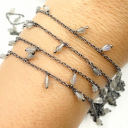 Labradorite Drop Dangle Oxidized Wire Chain